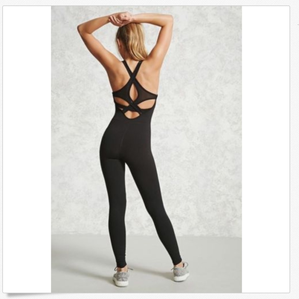 Forever 21 Yoga Criss Cross Back Athletic Jumpsuit